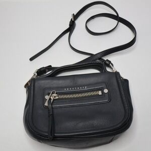 Sanctuary Hero Signature Flap Shoulder Bag Black Leather Zip Small Crossbody